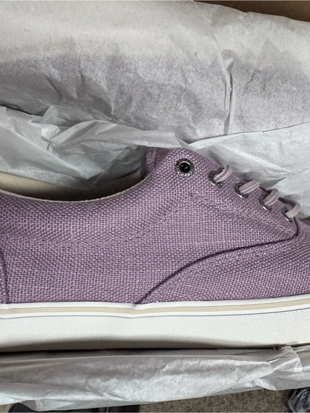 Sperry Men's Canvas Boat Shoes in Dusty Lavender